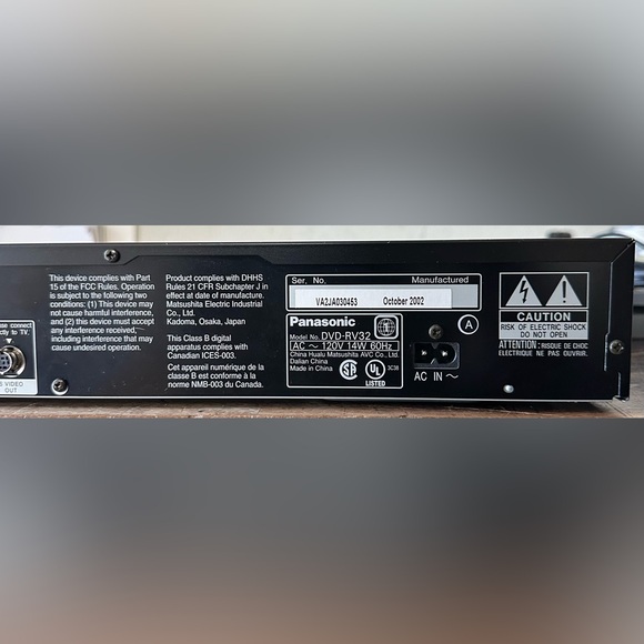 Panasonic DVD-RV32 X200 Hi-Speed Scan DVD Audio D/A Converter Player - Picture 9 of 16